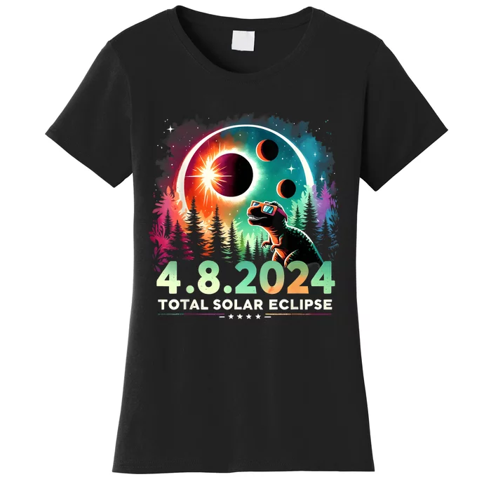 Total Solar Eclipse Funny Dinosaur Wearing Glasses Women's T-Shirt