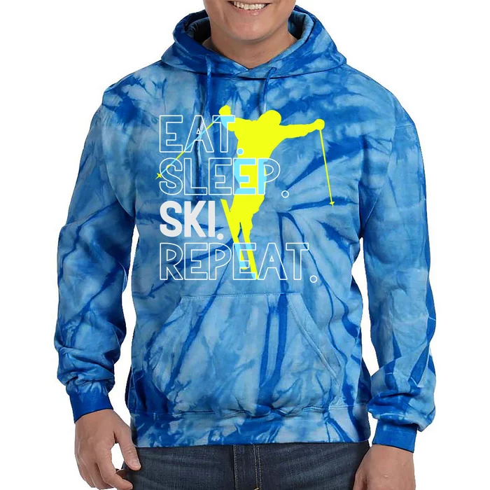 To Ski Eat Sleep Ski Repeat Statet Great Gift Tie Dye Hoodie