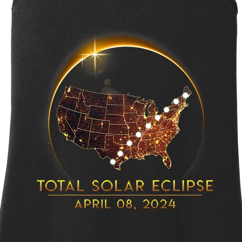 Total Solar Eclipse April 8 2024 America Map Totality Ladies Essential Tank