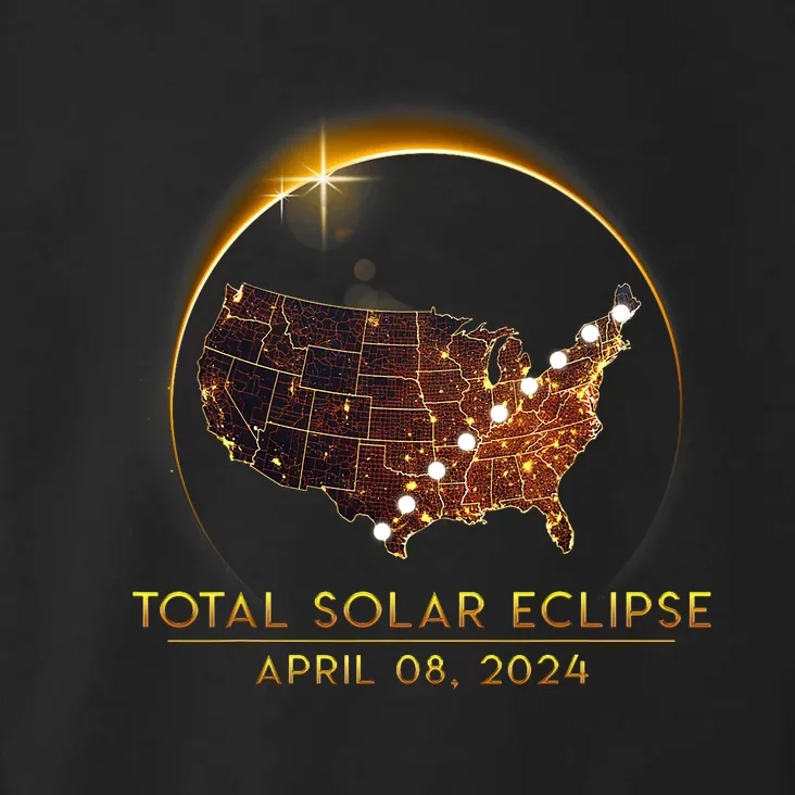 Total Solar Eclipse April 8 2024 America Map Totality Toddler Hoodie