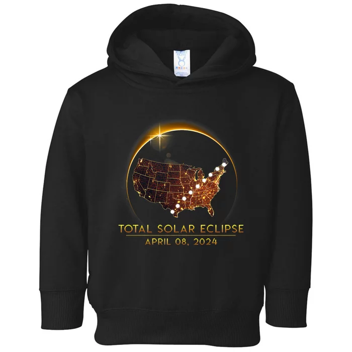 Total Solar Eclipse April 8 2024 America Map Totality Toddler Hoodie