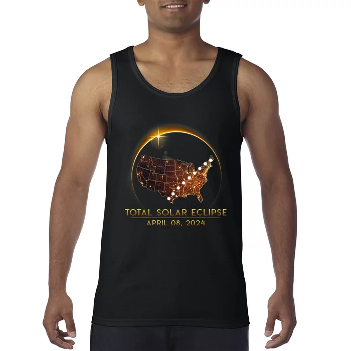 Total Solar Eclipse April 8 2024 America Map Totality Tank Top