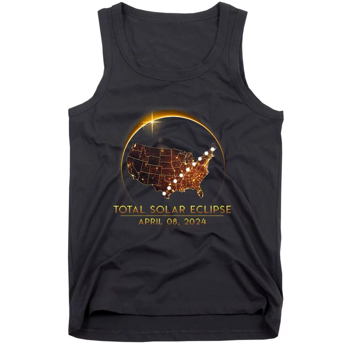 Total Solar Eclipse April 8 2024 America Map Totality Tank Top