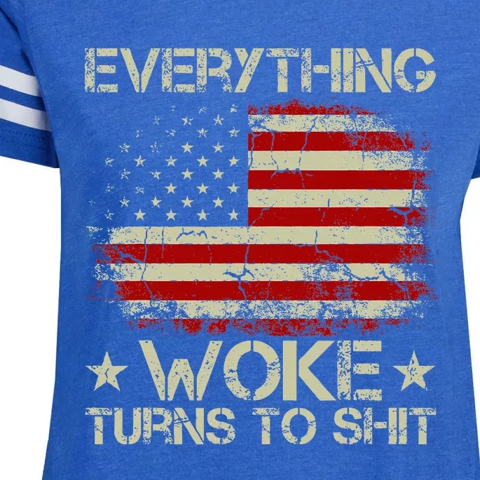 Trump Supporter Everything Woke Turns To Shit Political Enza Ladies Jersey Football T-Shirt