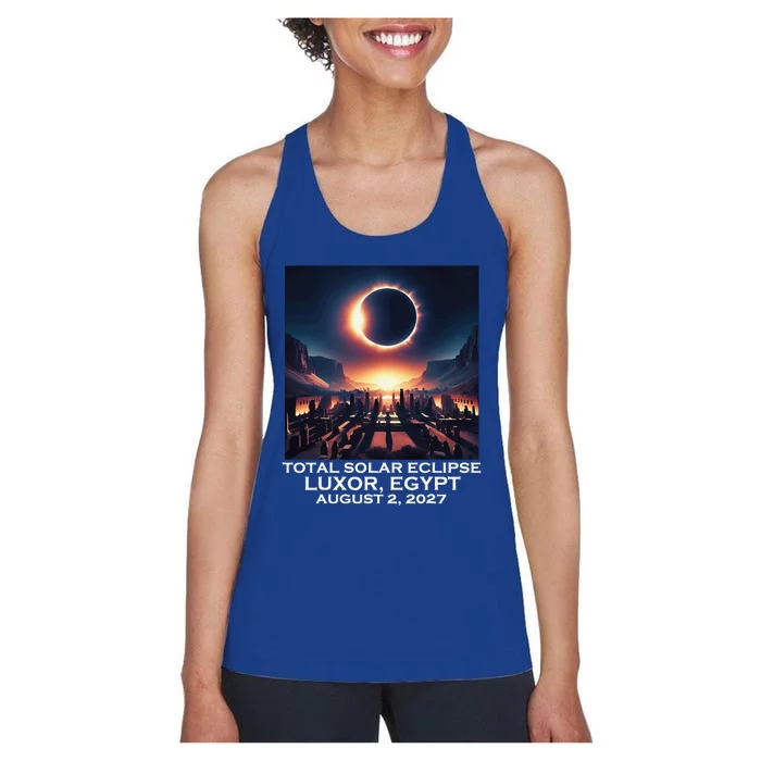 Total Solar Eclipse Luxor Egypt 2027 Ancient Pharaohs Women's Racerback Tank