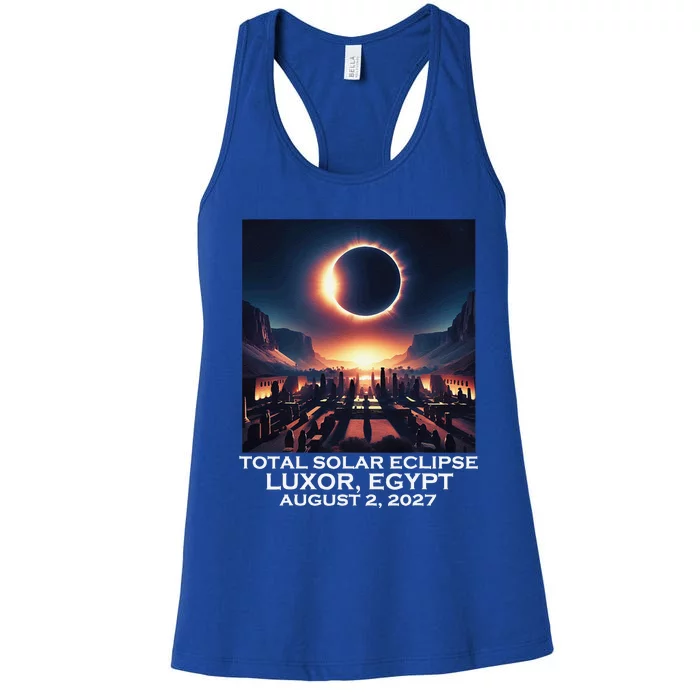 Total Solar Eclipse Luxor Egypt 2027 Ancient Pharaohs Women's Racerback Tank