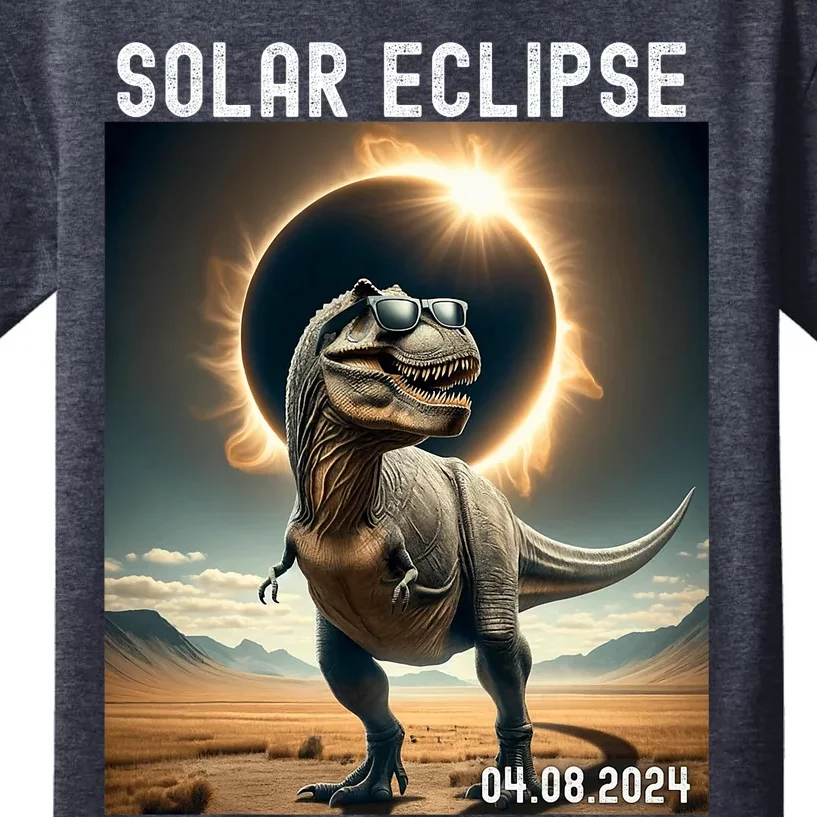 Total Solar Eclipse Trex Dinosaur April 8 2024 Kids T-Shirt