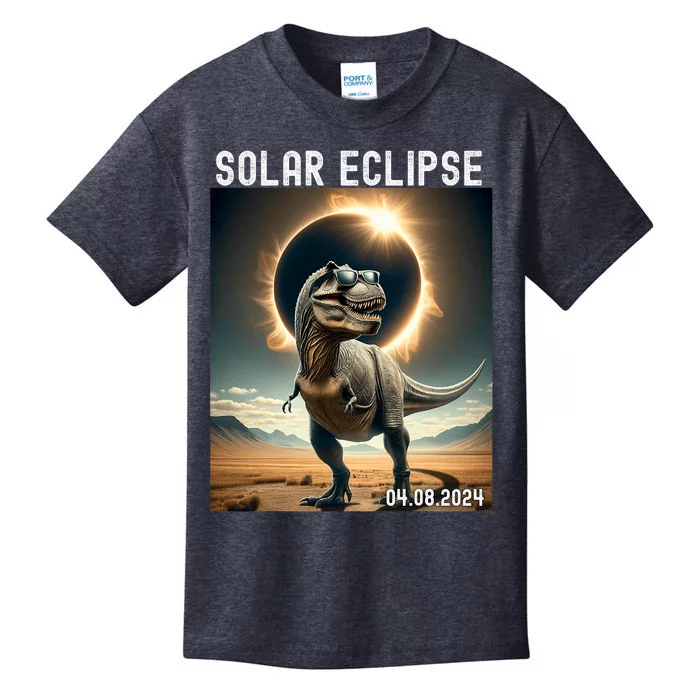 Total Solar Eclipse Trex Dinosaur April 8 2024 Kids T-Shirt