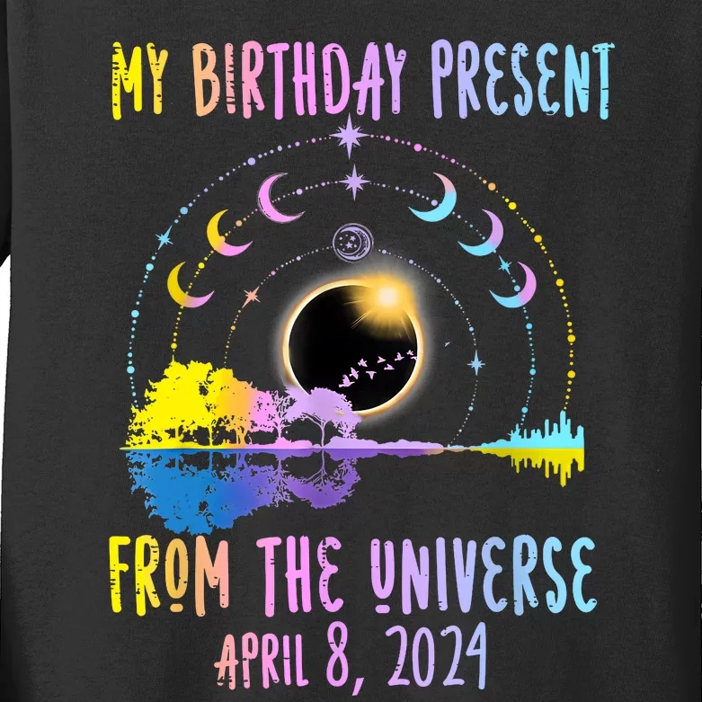 Total Solar Eclipse And Yes ItS My Birthday April 8 2024 Kids Long Sleeve Shirt