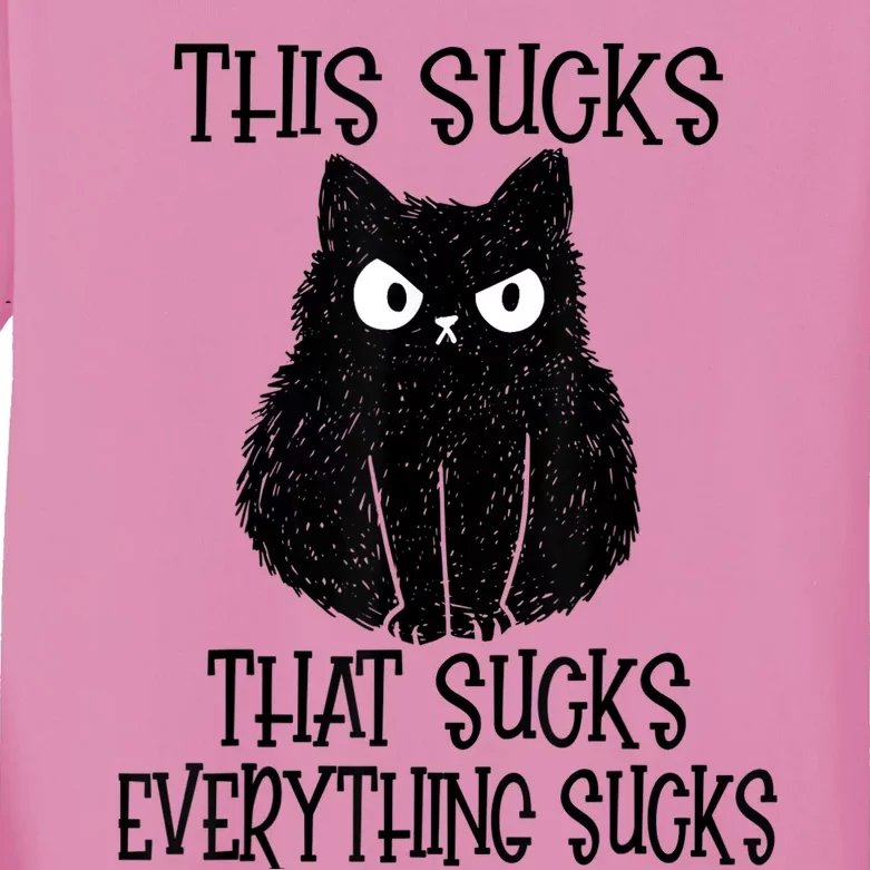 This Sucks Everything Sucks Funny Cat Kids Long Sleeve Shirt