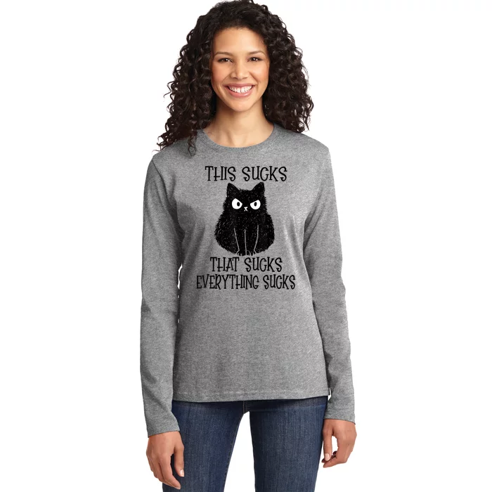 This Sucks Everything Sucks Funny Cat Ladies Long Sleeve Shirt