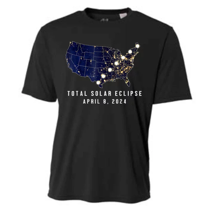 Total Solar Eclipse Map Of The Usa 4.08.2024 Cooling Performance Crew T-Shirt