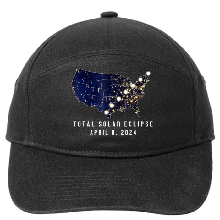 Total Solar Eclipse Map Of The Usa 4.08.2024 7-Panel Snapback Hat