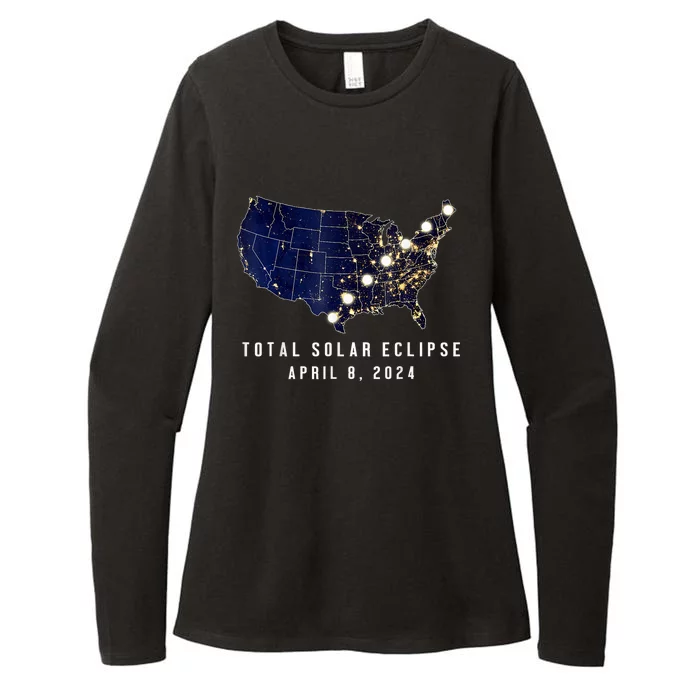 Total Solar Eclipse Map Of The Usa 4.08.2024 Womens CVC Long Sleeve Shirt