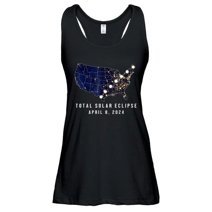 Total Solar Eclipse Map Of The Usa 4.08.2024 Ladies Essential Flowy Tank