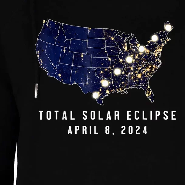 Total Solar Eclipse Map Of The Usa 4.08.2024 Womens Funnel Neck Pullover Hood