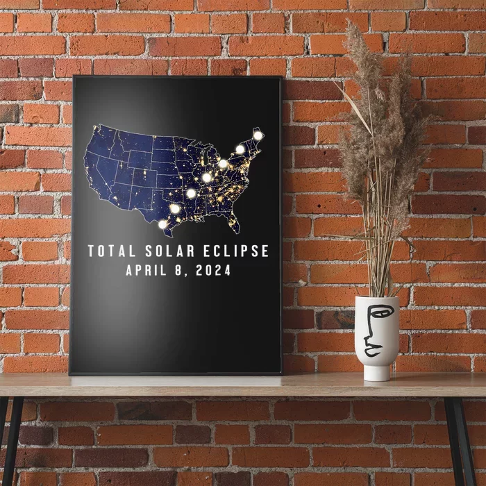 Total Solar Eclipse Map Of The Usa 4.08.2024 Poster