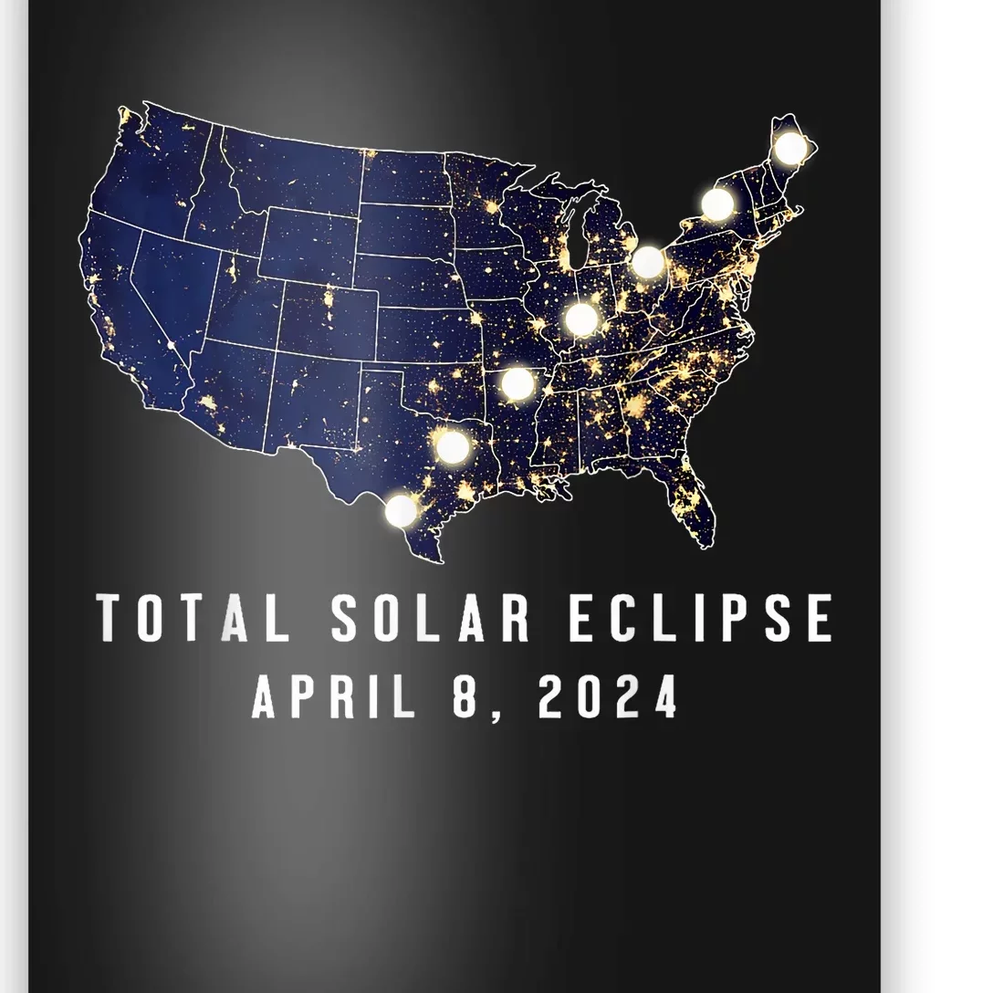 Total Solar Eclipse Map Of The Usa 4.08.2024 Poster