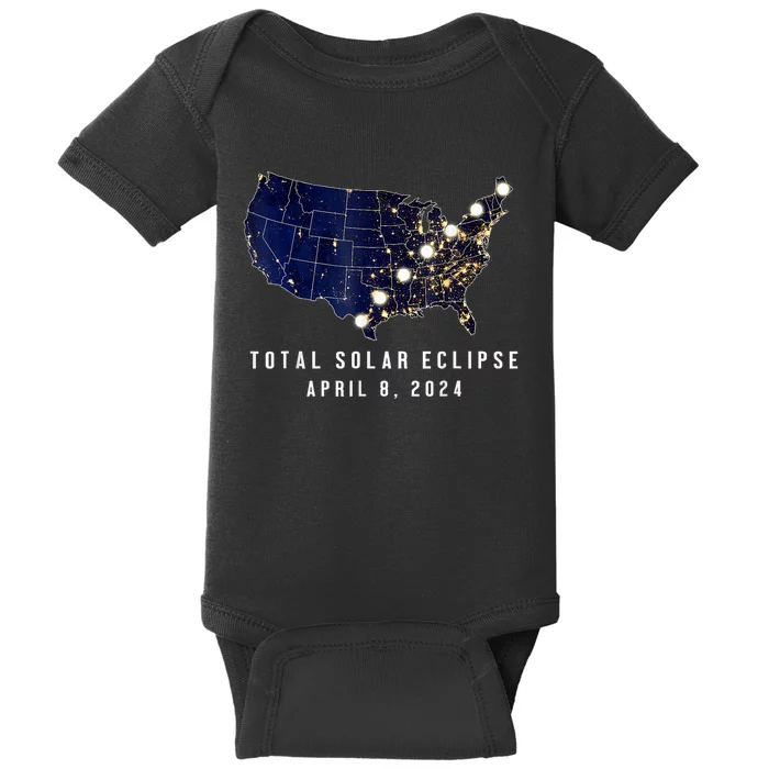 Total Solar Eclipse Map Of The Usa 4.08.2024 Baby Bodysuit