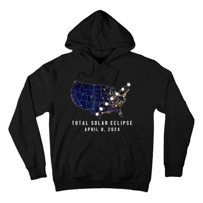 Total Solar Eclipse Map Of The Usa 4.08.2024 Tall Hoodie