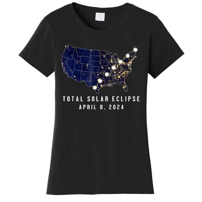 Total Solar Eclipse Map Of The Usa 4.08.2024 Women's T-Shirt