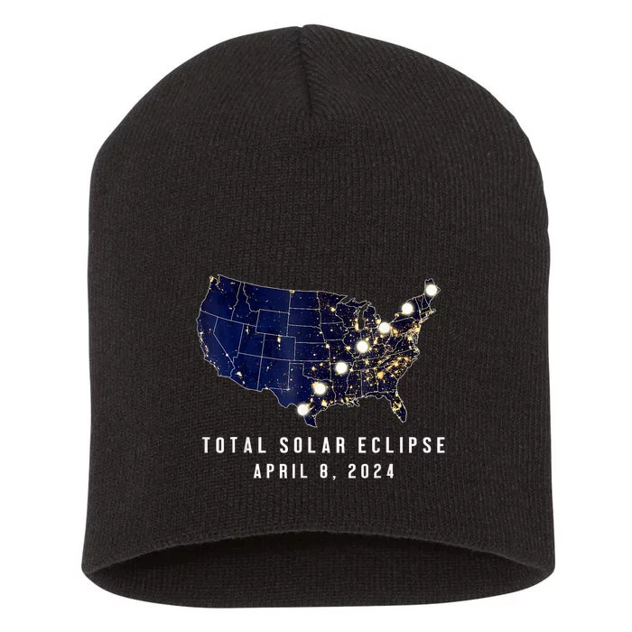 Total Solar Eclipse Map Of The Usa 4.08.2024 Short Acrylic Beanie