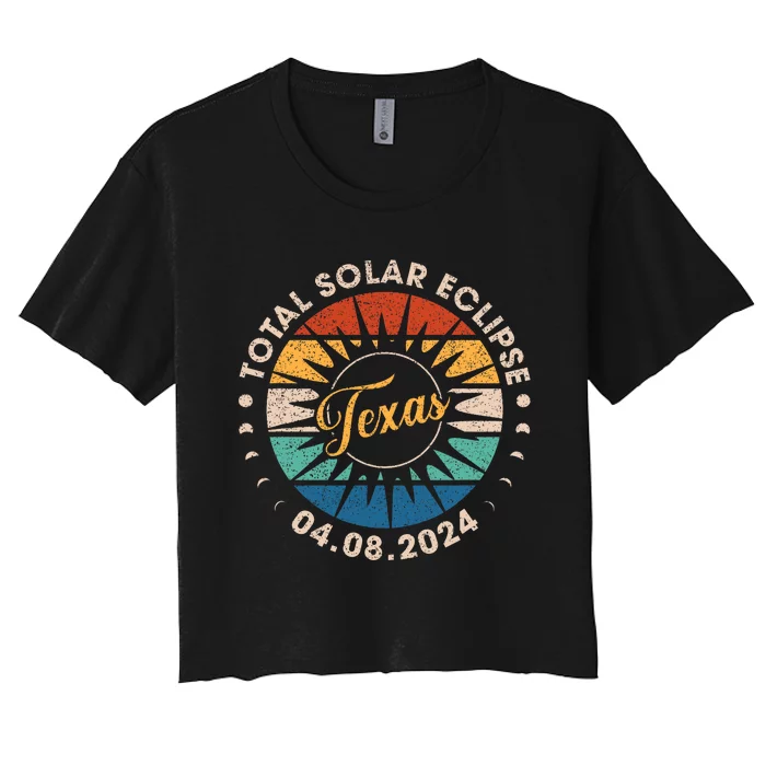 Total Solar Eclipse Texas Eclipse Vintage Women's Crop Top Tee