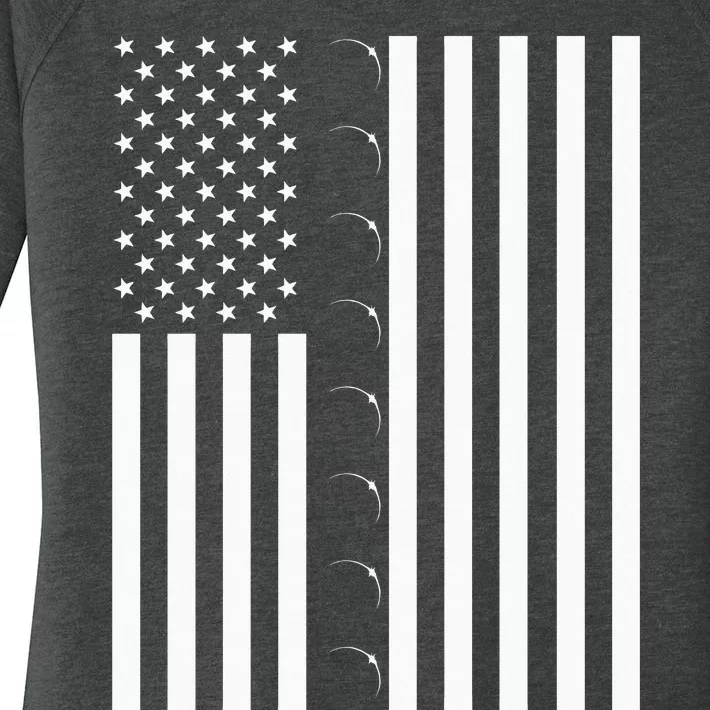 Total Solar Eclipse US American Flag 04.08.2024 Totality Women's Perfect Tri Tunic Long Sleeve Shirt