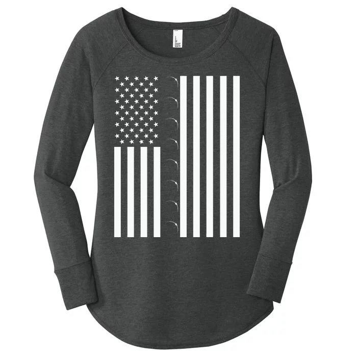 Total Solar Eclipse US American Flag 04.08.2024 Totality Women's Perfect Tri Tunic Long Sleeve Shirt