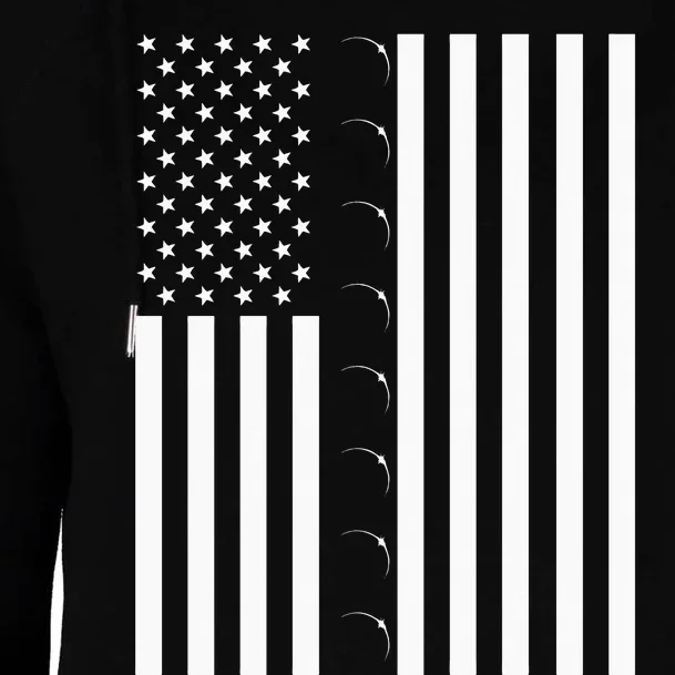 Total Solar Eclipse US American Flag 04.08.2024 Totality Womens Funnel Neck Pullover Hood