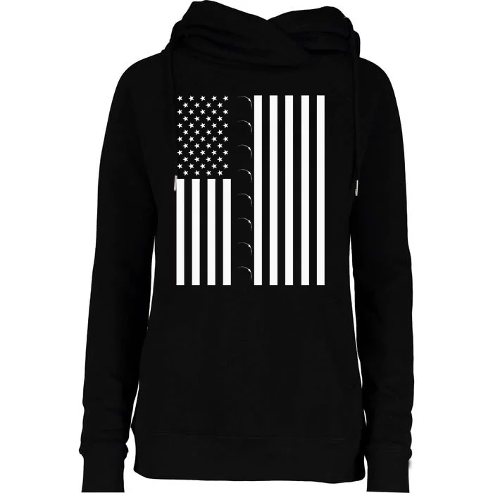 Total Solar Eclipse US American Flag 04.08.2024 Totality Womens Funnel Neck Pullover Hood