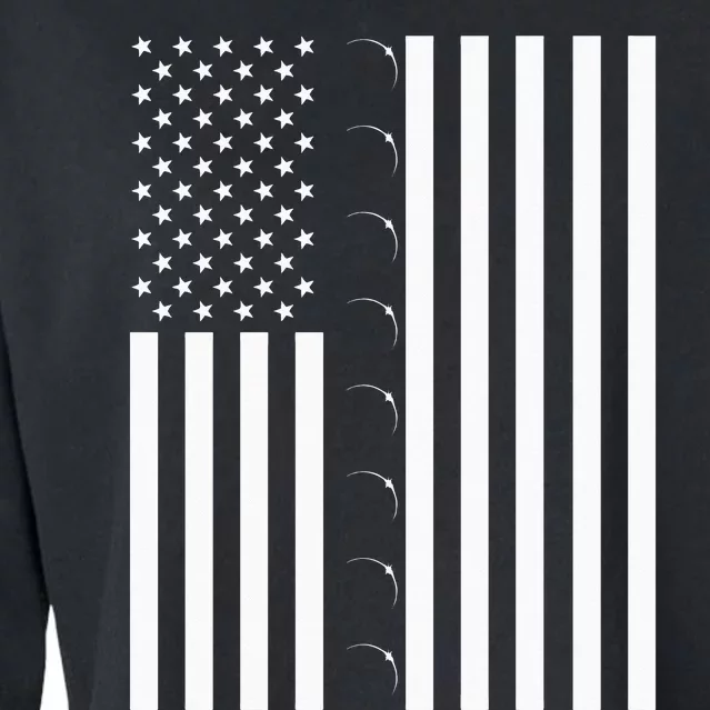 Total Solar Eclipse US American Flag 04.08.2024 Totality Cropped Pullover Crew