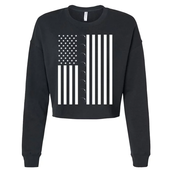 Total Solar Eclipse US American Flag 04.08.2024 Totality Cropped Pullover Crew