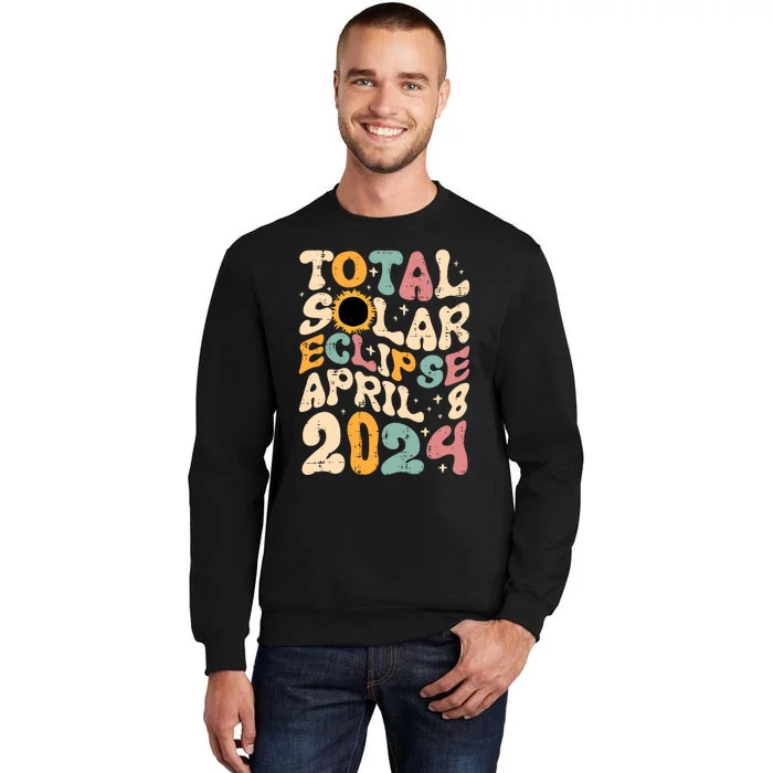 Total Solar Eclipse April 8 2024 Retro Groovy Sweatshirt