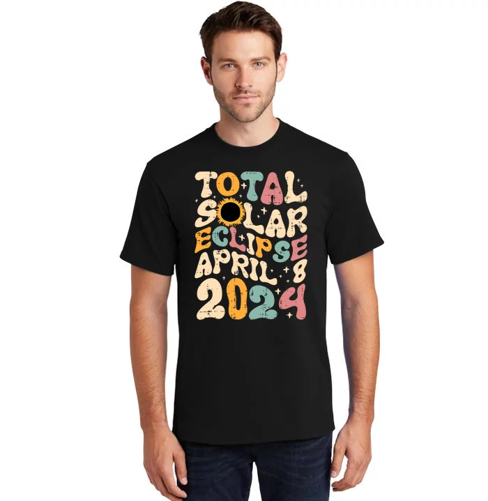 Total Solar Eclipse April 8 2024 Retro Groovy Tall T-Shirt