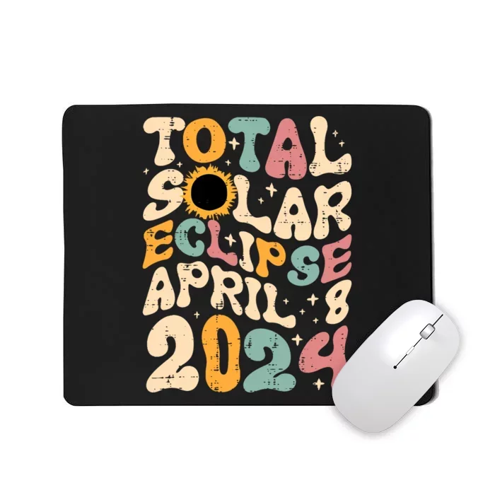 Total Solar Eclipse April 8 2024 Retro Groovy Mousepad