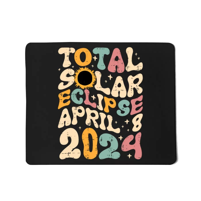 Total Solar Eclipse April 8 2024 Retro Groovy Mousepad