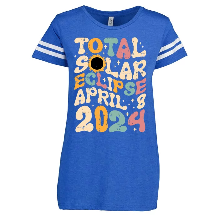 Total Solar Eclipse April 8 2024 Retro Groovy Enza Ladies Jersey Football T-Shirt