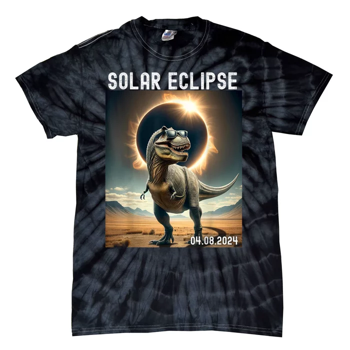 Total Solar Eclipse Trex Dinosaur April 8 2024 Tie-Dye T-Shirt