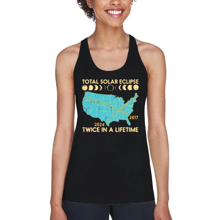 Total Solar Eclipse Twice Lifetime 2017 2024 Women's Racerback Tank