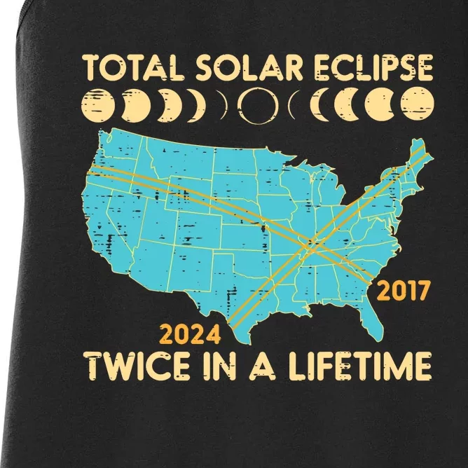 Total Solar Eclipse Twice Lifetime 2017 2024 Women's Racerback Tank