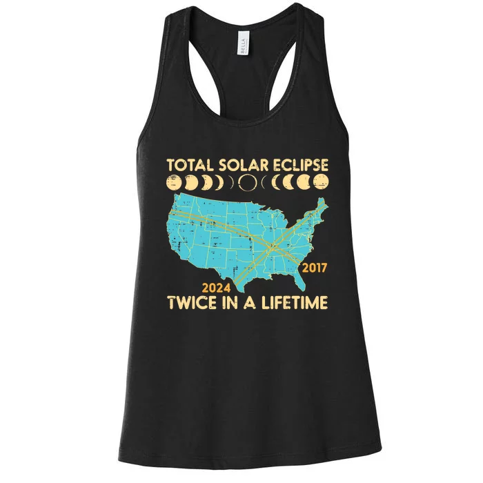 Total Solar Eclipse Twice Lifetime 2017 2024 Women's Racerback Tank