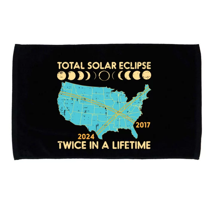 Total Solar Eclipse Twice Lifetime 2017 2024 Microfiber Hand Towel