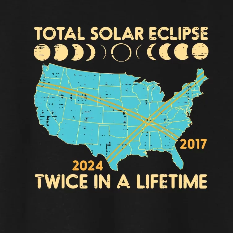 Total Solar Eclipse Twice Lifetime 2017 2024 Women's Crop Top Tee