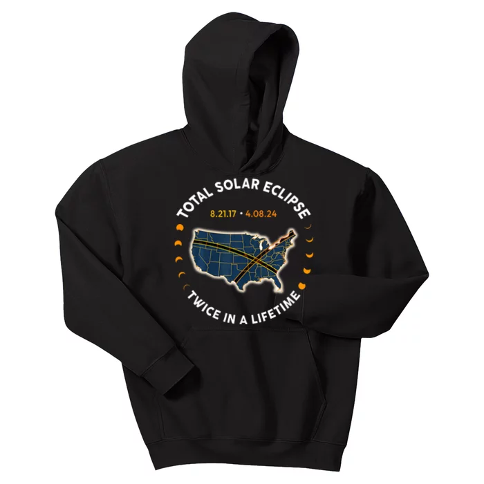 Total Solar Eclipse 2024 Twice In A Lifetime 2017 Totality Kids Hoodie