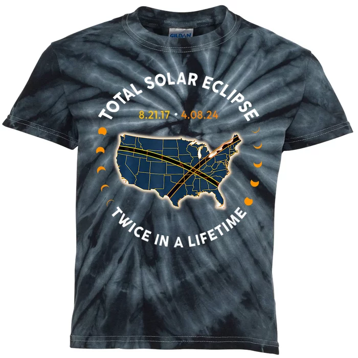 Total Solar Eclipse 2024 Twice In A Lifetime 2017 Totality Kids Tie-Dye T-Shirt