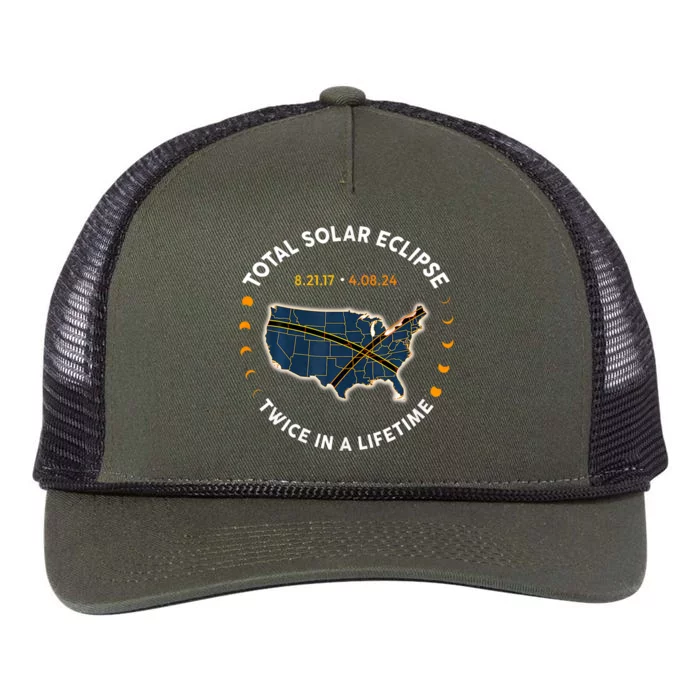 Total Solar Eclipse 2024 Twice In A Lifetime 2017 Totality Retro Rope Trucker Hat Cap