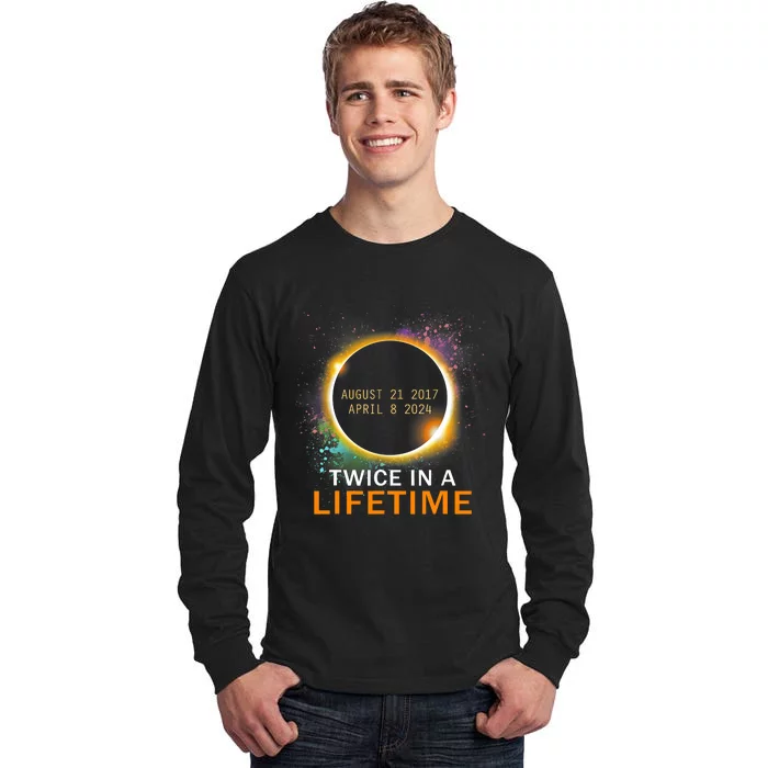 Total Solar Eclipse Twice In A Lifetime 2024 Total Eclipse Tall Long Sleeve T-Shirt