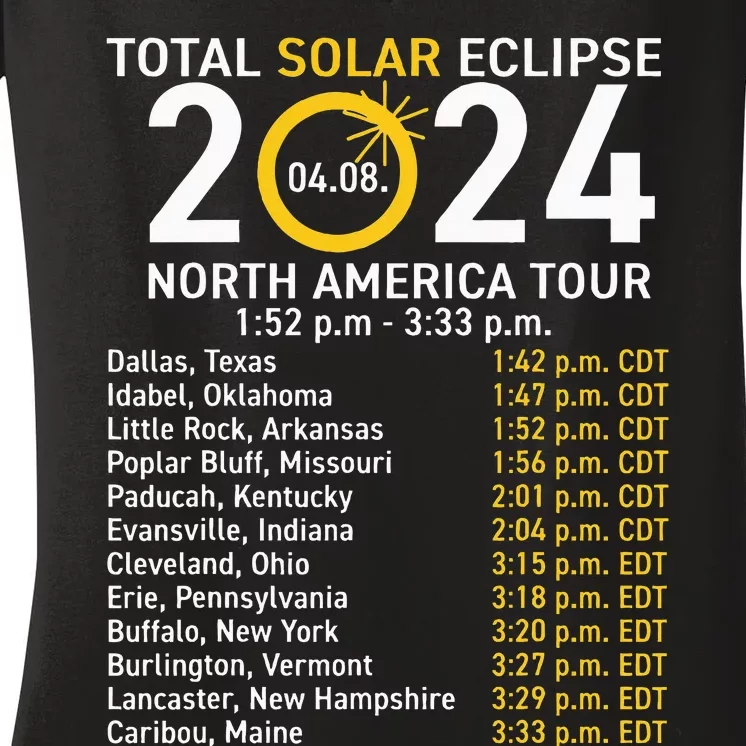 Total Solar Eclipse April 8 2024 Path Of The Eclipse Women's V-Neck T-Shirt