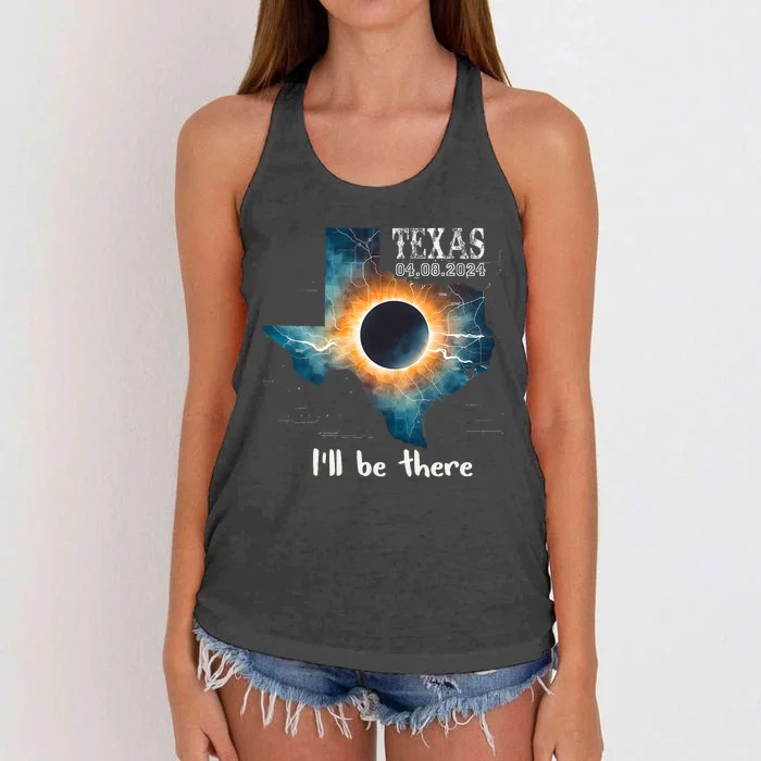 Total Solar Eclipse 2024 Texas Women's Knotted Racerback Tank